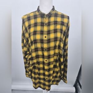 ASOS Yellow Black Plaid Button-Down Shirt Medium (6246)